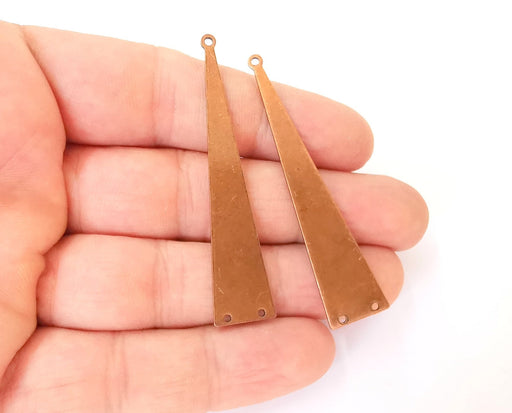 4 Triangle Connector Charms Antique Copper Plated Brass Charms (60x13mm) G23572