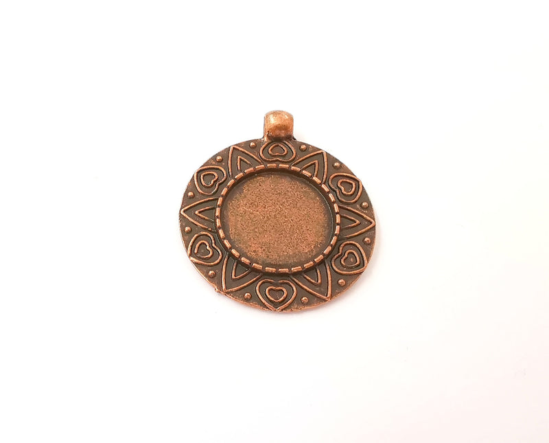 2 Leaves frame pendant blank Antique copper plated pendant (36x31mm) (18mm Blank Size)  G23574