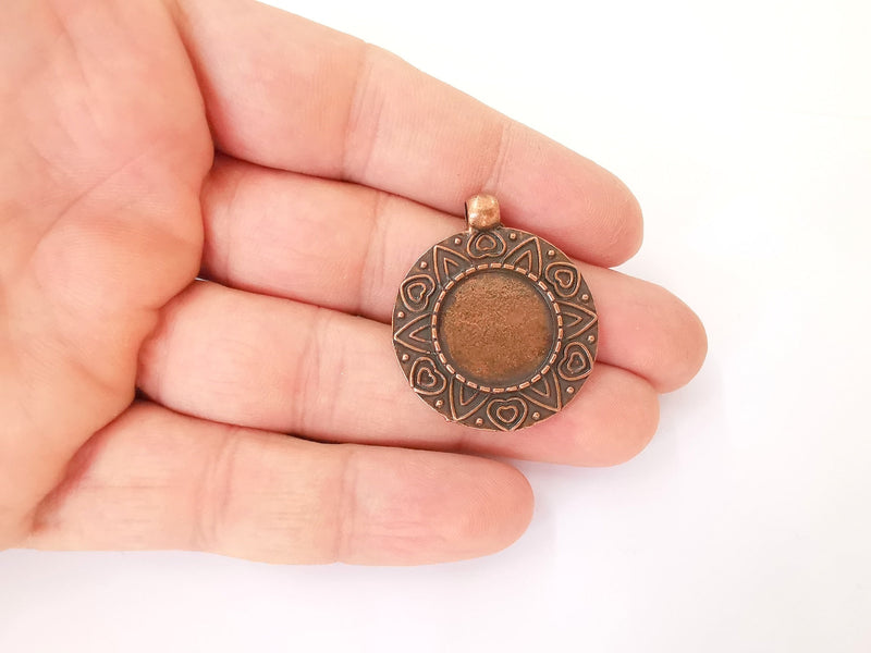 2 Leaves frame pendant blank Antique copper plated pendant (36x31mm) (18mm Blank Size)  G23574