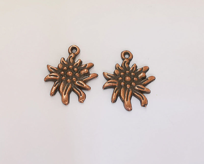6 Lotus Charms Flower Charms Antique Copper Plated Charms (21x17mm)  G23117