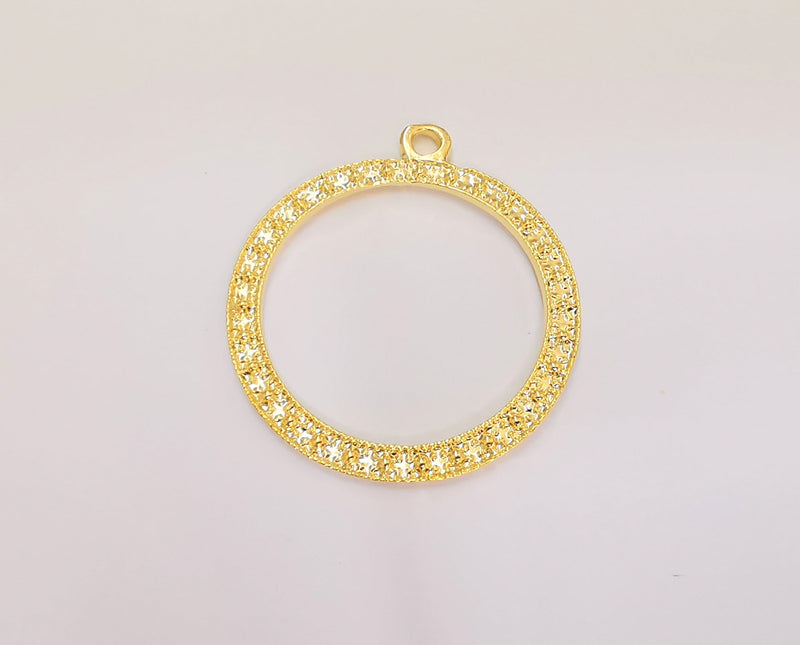 2 Gold Charms 24k Shiny Gold Plated Charms (37x32mm)  G23127