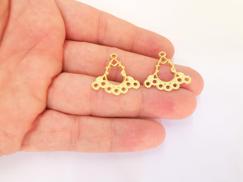 4 Drop Connector Charms Gold Plated Charms  (25x25mm)  G23129