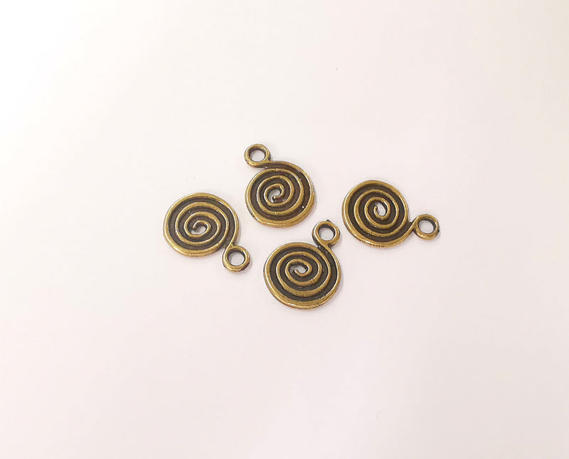 10 Spiral double sided charms Antique bronze plated charms (17x12mm)  G23595