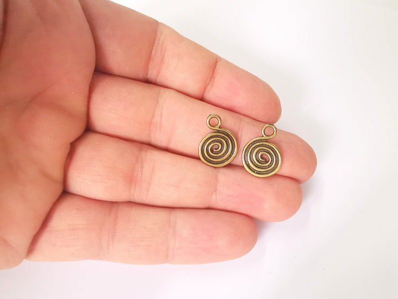 10 Spiral double sided charms Antique bronze plated charms (17x12mm)  G23595