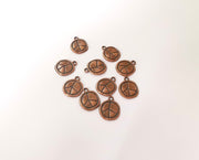 10 Peace charms Antique copper plated charms (16x13mm)  G23598