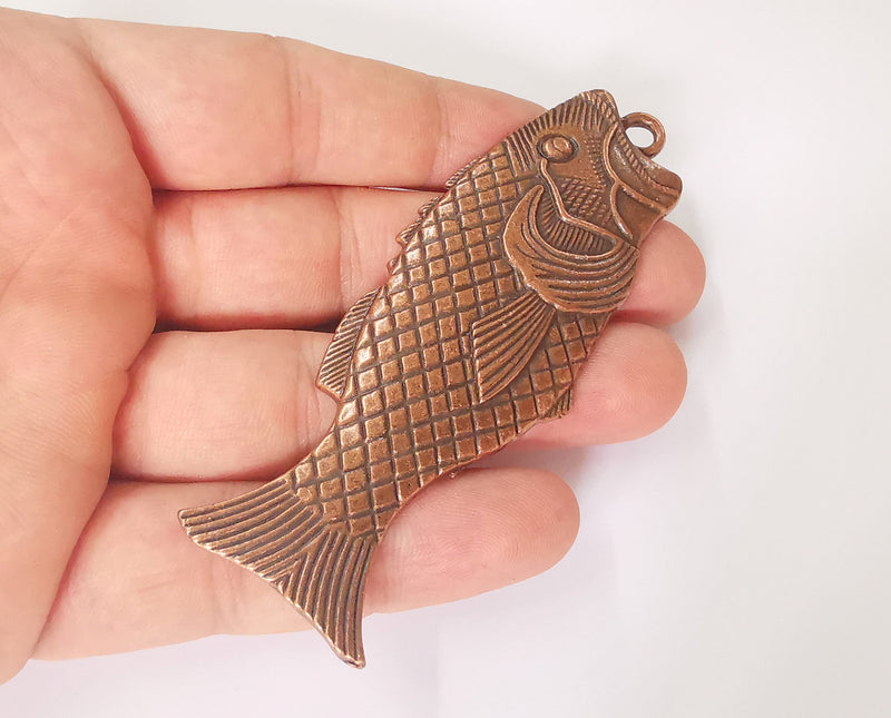 Fish pendant Antique copper plated pendant (94x34mm)  G23601