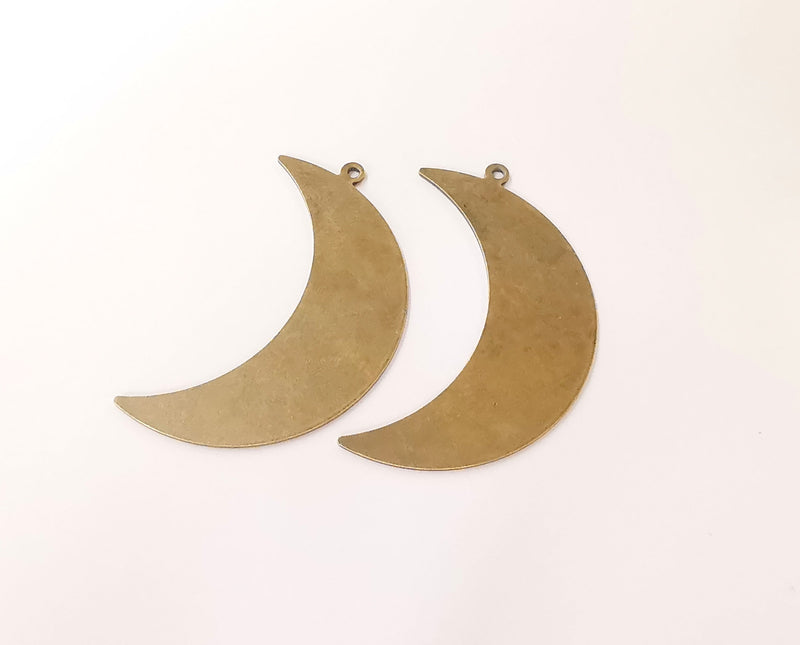 2 Crescent charm Antique bronze plated brass charm (47x14 mm) G23605