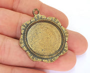 Flowers Frame Pendant Blank Antique Bronze Plated Pendant (42x37mm) (26mm Blank Size)  G23134