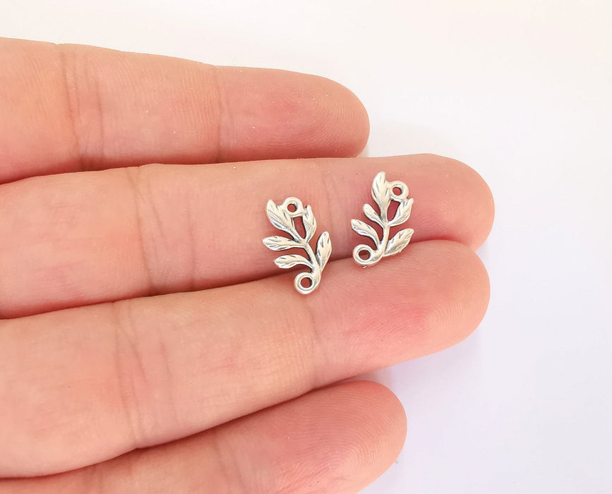 10 Leaves Charms Connector (Double Sided) Antique Silver Plated Charms (14x9mm)  G23135