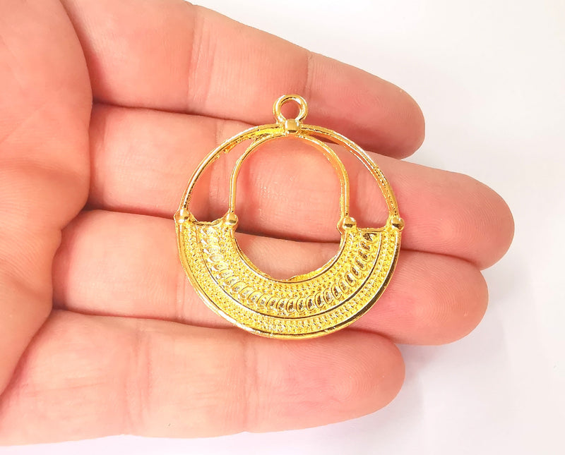 2 Gold charms Shiny gold Plated charms (44x39mm)  G23617