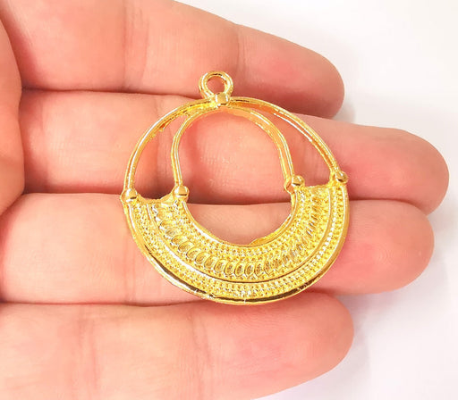 2 Gold charms Shiny gold Plated charms (44x39mm)  G23617