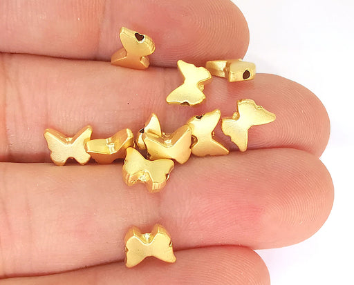 10 Butterfly Beads Gold Plated Beads (8x6mm)  G23142