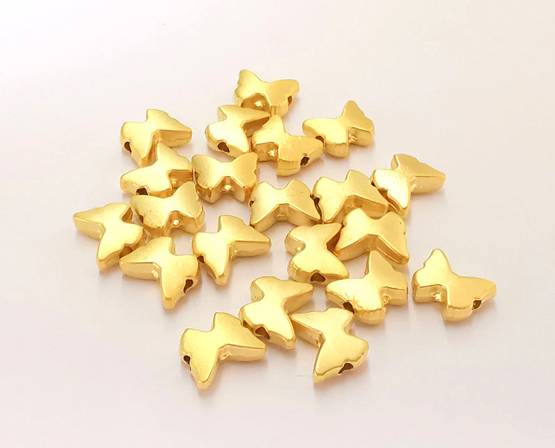 10 Butterfly Beads Gold Plated Beads (8x6mm)  G23142