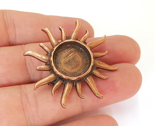 Sun Brooch Holders Pin Brooch Blanks Brooch Bezel Antique Copper Plated Brooch Pin Findings  (16mm Bezel size)  G24054