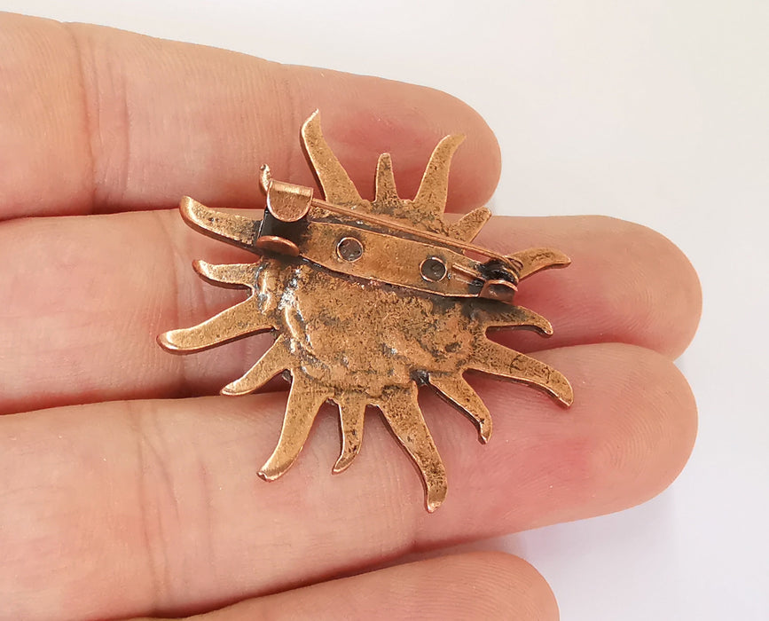 Sun Brooch Holders Pin Brooch Blanks Brooch Bezel Antique Copper Plated Brooch Pin Findings  (16mm Bezel size)  G24054