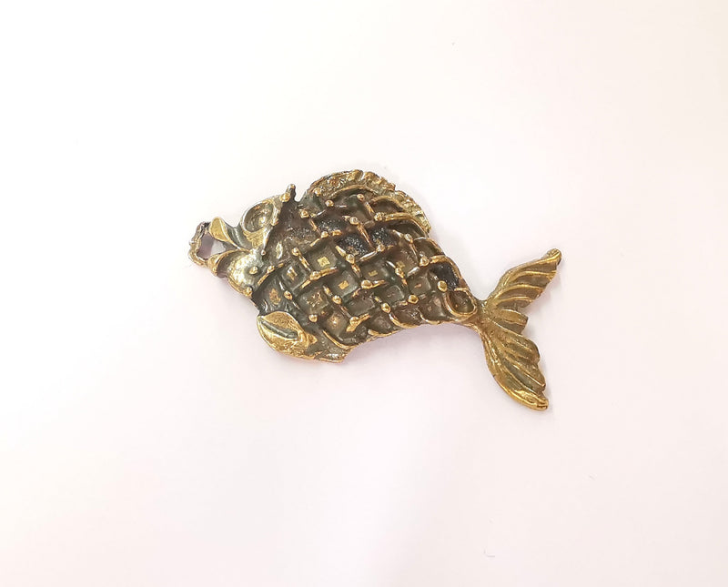 Fish pendant Antique bronze plated pendant (55x32mm)  G23630