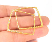 2 Rectangle Charms 24k Shiny Gold Plated Charms (38mm)  G23146
