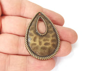 2 Hammered drop charms Antique bronze plated charms (49x35mm) G23635