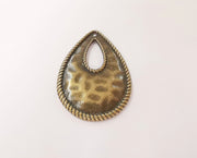 2 Hammered drop charms Antique bronze plated charms (49x35mm) G23635