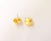 Earring posts Findings Gold plated brass earring setting (16mm) G23637