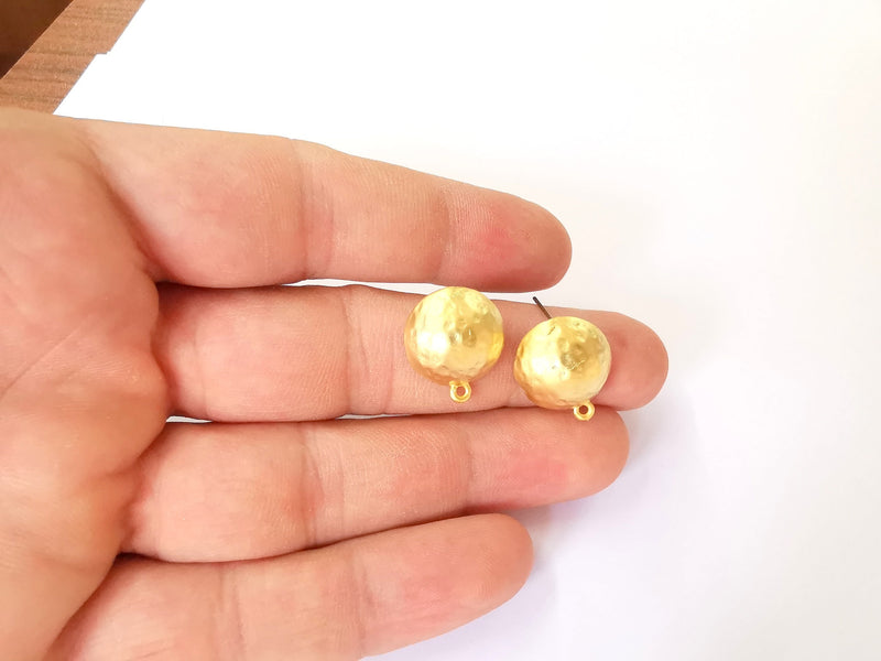 Earring posts Findings Gold plated brass earring setting (16mm) G23637