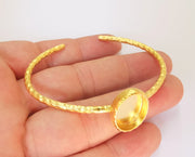 Matte Gold Hammered Bracelet Blanks Settings Cuff Blanks Resin Blank İnlay Blank Adjustable Bracelet Gold Plated Bracelet (18x13mm) G23151
