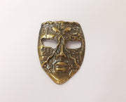 Face mask pendant middle connector Antique bronze plated pendant (53x37mm)  G23641
