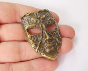 Face mask pendant middle connector Antique bronze plated pendant (53x37mm)  G23641