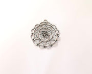 2 Flower charms Antique silver plated charms (40x35mm) G23644