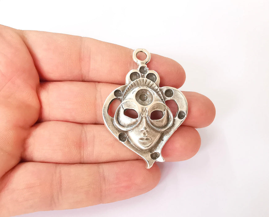 Mask charms Face Charms Antique silver plated charms (54x38mm)  G23654