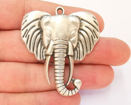 Elephant Pendant Antique Silver Plated Pendant (54x47mm)  G23156