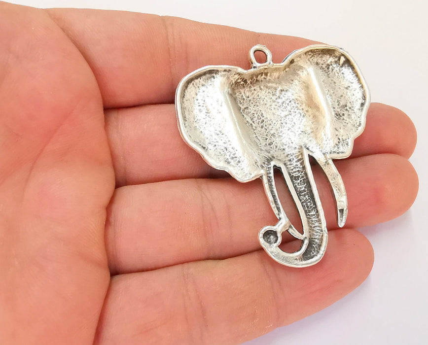 Elephant Pendant Antique Silver Plated Pendant (54x47mm)  G23156