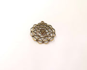 2 Flower charms Antique bronze plated charms (40x35mm) G23679