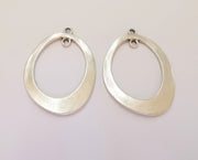 2 Oval Charms Connector Antique Silver Plated Charms (49x34mm)  G23169