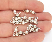 20 Silver Ball Charms Connector Antique Silver Plated Charms (11x5mm) G23171