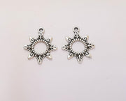 10 Sun Charms Antique Silver Plated Charms (22x16mm) G23188