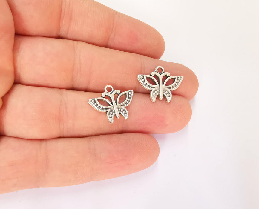 10 Butterfly Charms Antique Silver Plated Charm (19x15mm) G23209