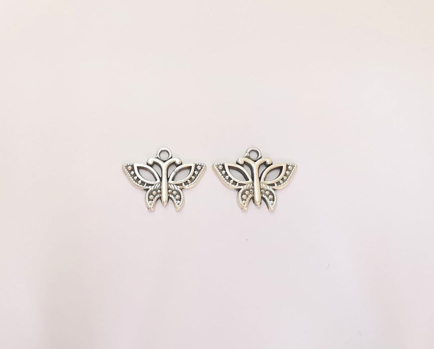 10 Butterfly Charms Antique Silver Plated Charm (19x15mm) G23209