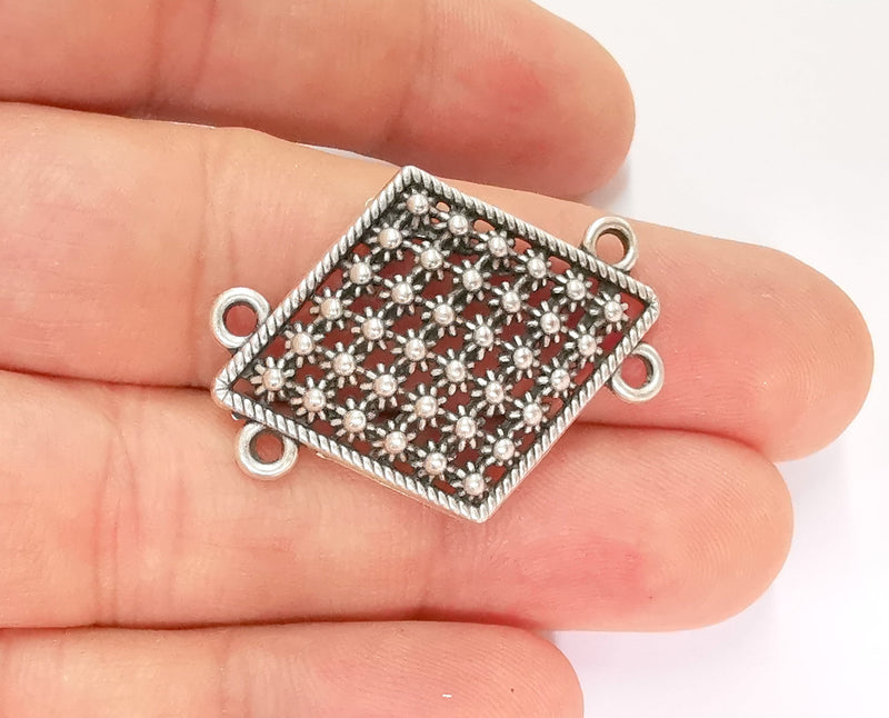 4 Silver Connector Charms Antique Silver Plated Charms (35x27mm)  G23214