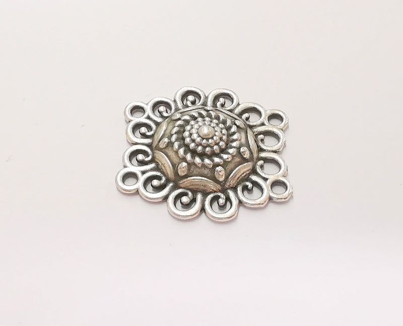 4 Silver Connector Charms Antique Silver Plated Charms (28x26mm)  G23215