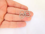 10 Silver Circle Charms Antique Silver Plated Charms (15mm)  G23219