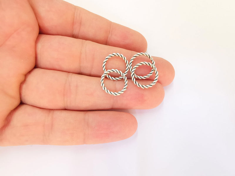 10 Silver Circle Charms Antique Silver Plated Charms (15mm)  G23219