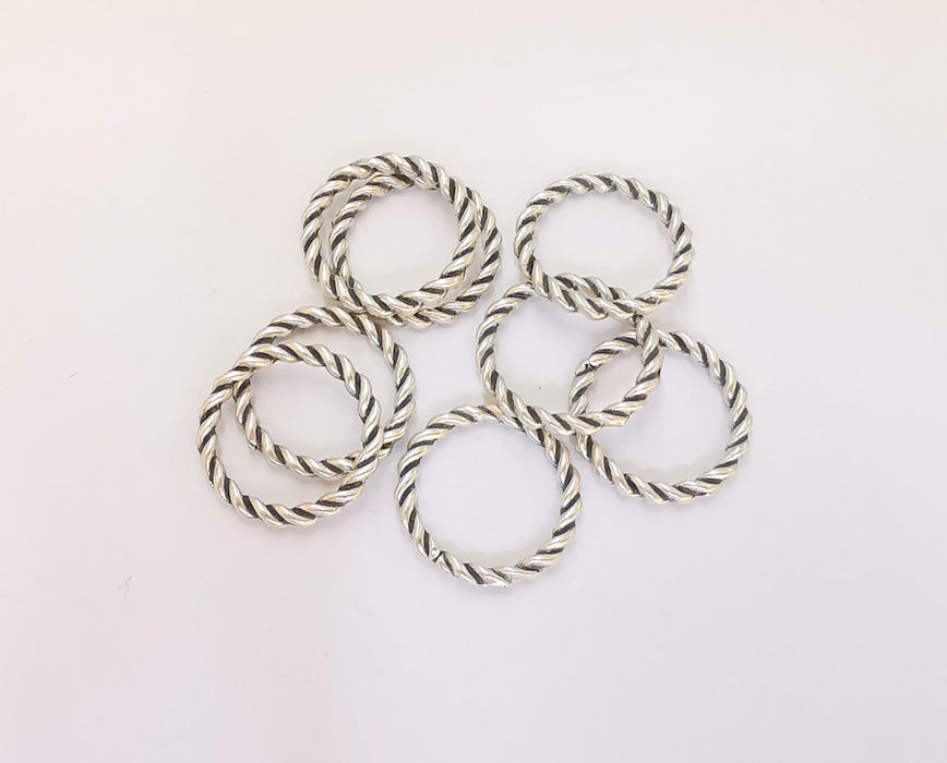 10 Silver Circle Charms Antique Silver Plated Charms (15mm)  G23219