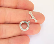 Silver Toggle Clasps 10 sets Antique Silver Plated Toggle Clasp Findings 17x13mm+17x6mm  G23222