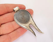 Spiral Flower Pendant Antique Silver Plated Pendant (86x41mm)  G23223