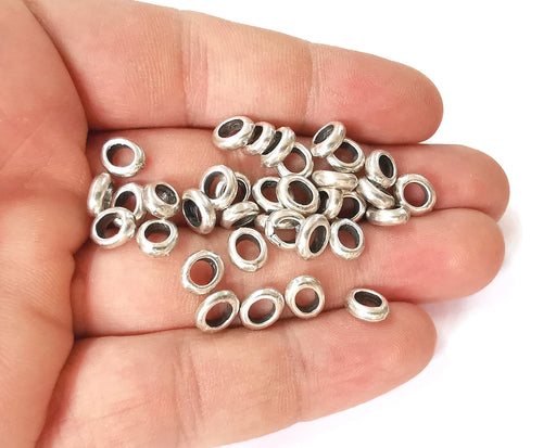 20 Antique Silver Rondelle Beads (8x7mm) Antique Silver Plated Beads G23688