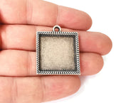 2 Pendant blank bezel Resin bezel Mosaic mountings Antique silver plated pendant (35x30mm)( 25 mm Bezel Inner Size)  G23692
