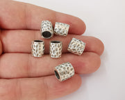 5 Antique silver hammered rondelle beads (11x10mm) Antique silver plated beads G23697