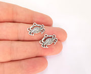 10  Crab Charms Antique Silver Plated Charms (19x15mm)  G23226