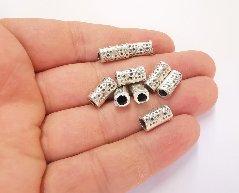 10 Silver Tube Beads Antique Silver Plated Beads (12x6mm)  G23230